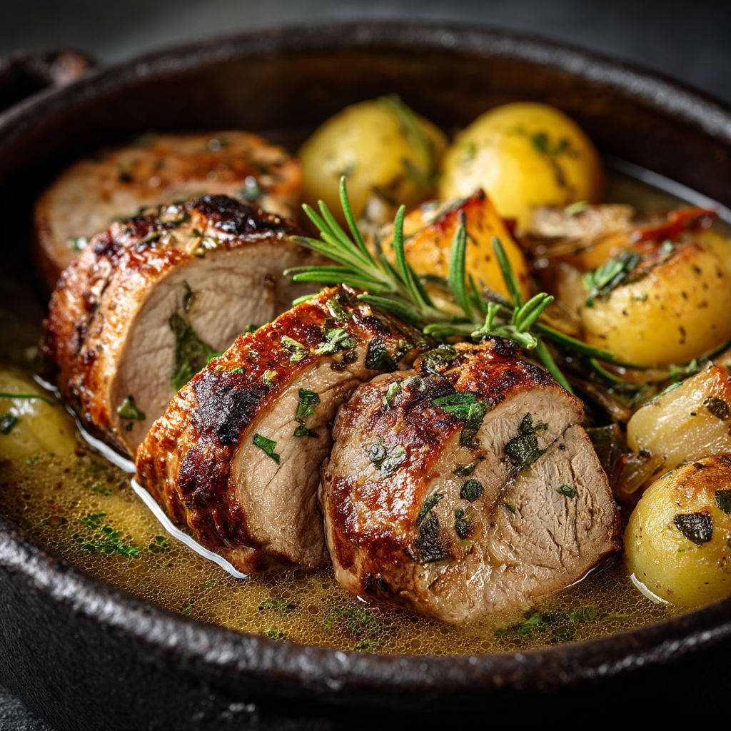 Un plat de viande avec des légumes.