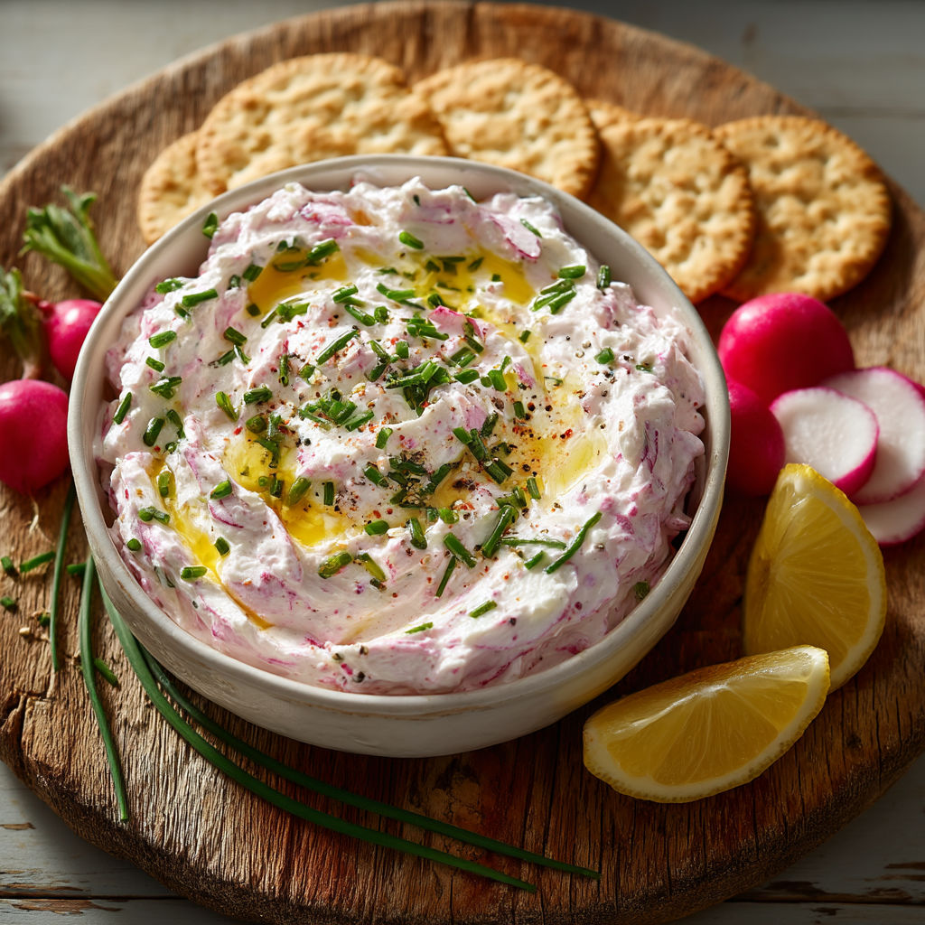 Une assiette de tzatziki de radis.