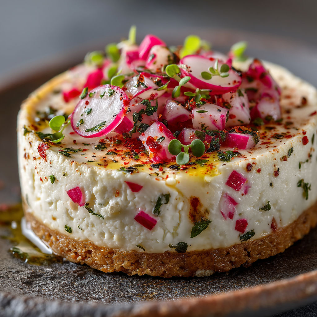 Une tartine de fromage à la crème et aux petits radis.
