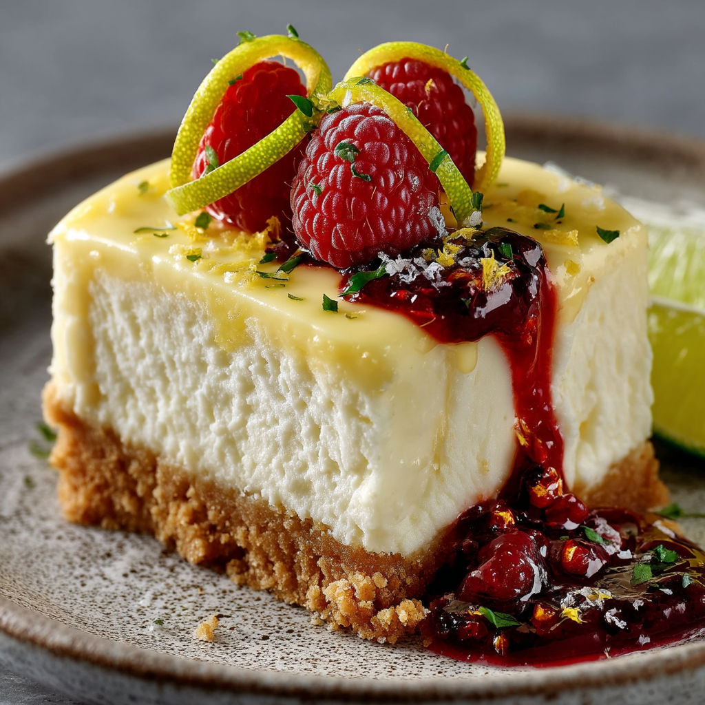 Une portion de gâteau au citron, au mascarpone et aux sablés Bretons.