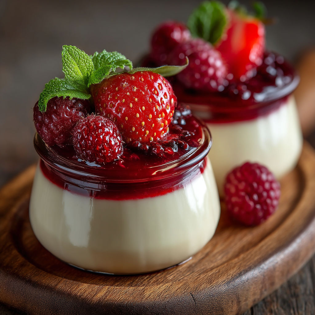 Desserts with strawberries and cream.