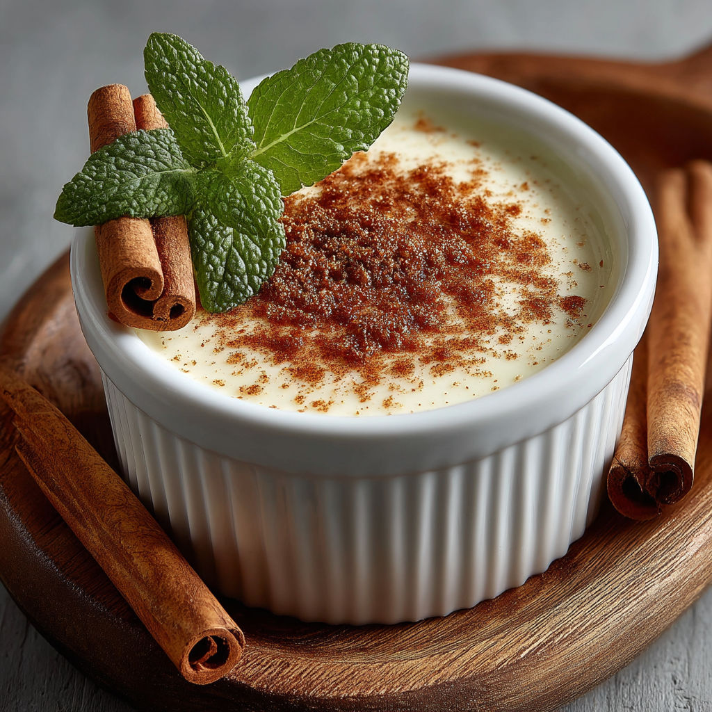 Une assiette de crème de menthe avec des cinnamon.