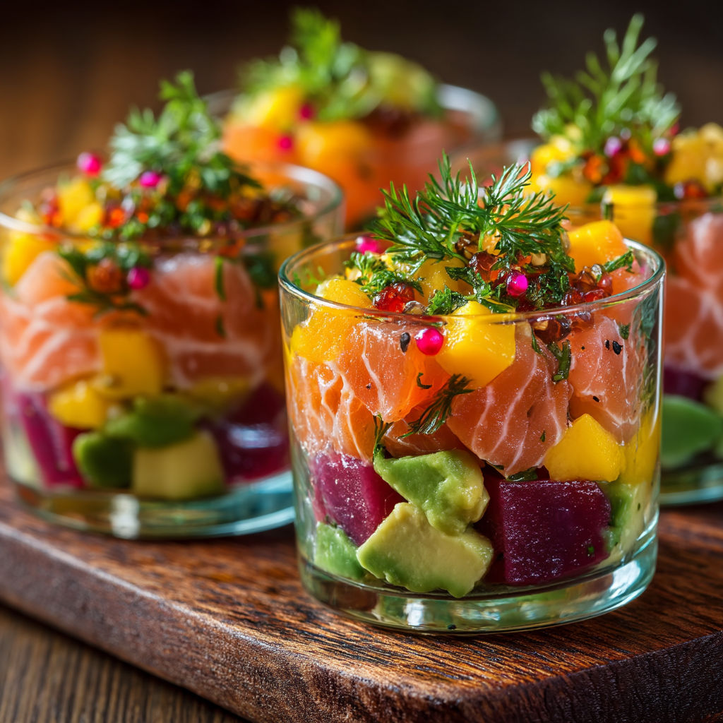 Un plat de fruits et légumes dans un verre.