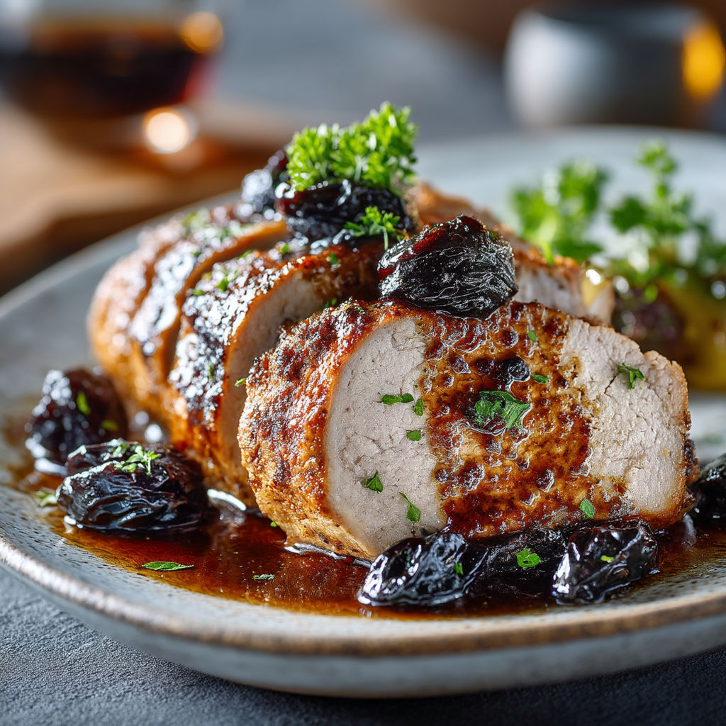 Un plat de poulet grillé avec des baies et des herbes.