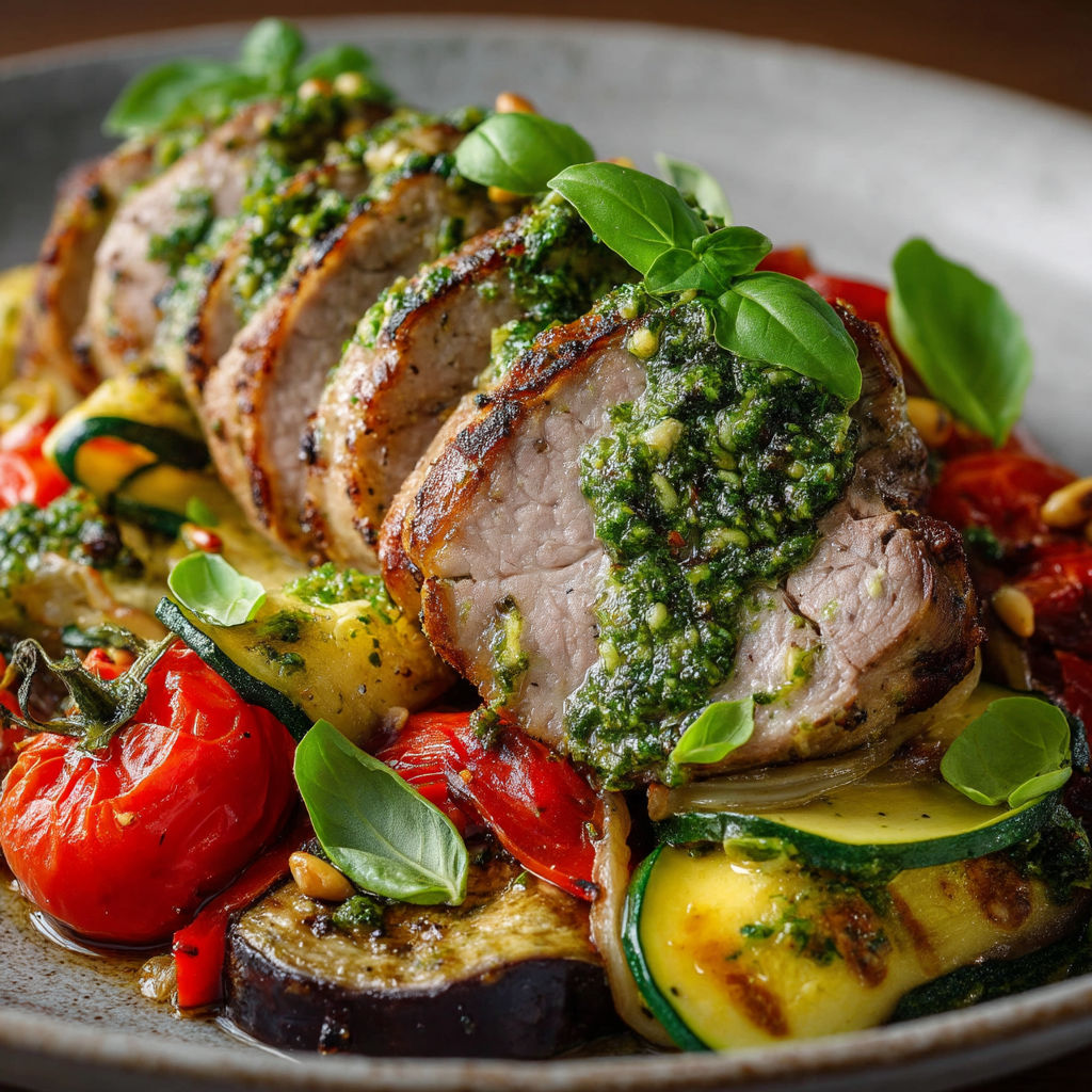 Une assiette de viande grillée avec des légumes verts.