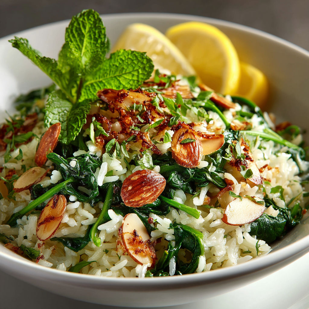Une salade de riz et de légumes verts.