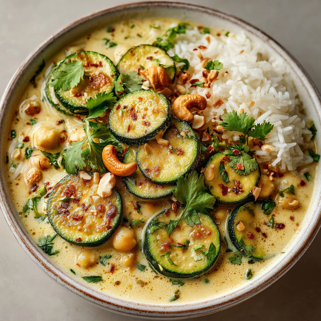 Une soupe chaude avec des légumes verts et des graines de cumin.