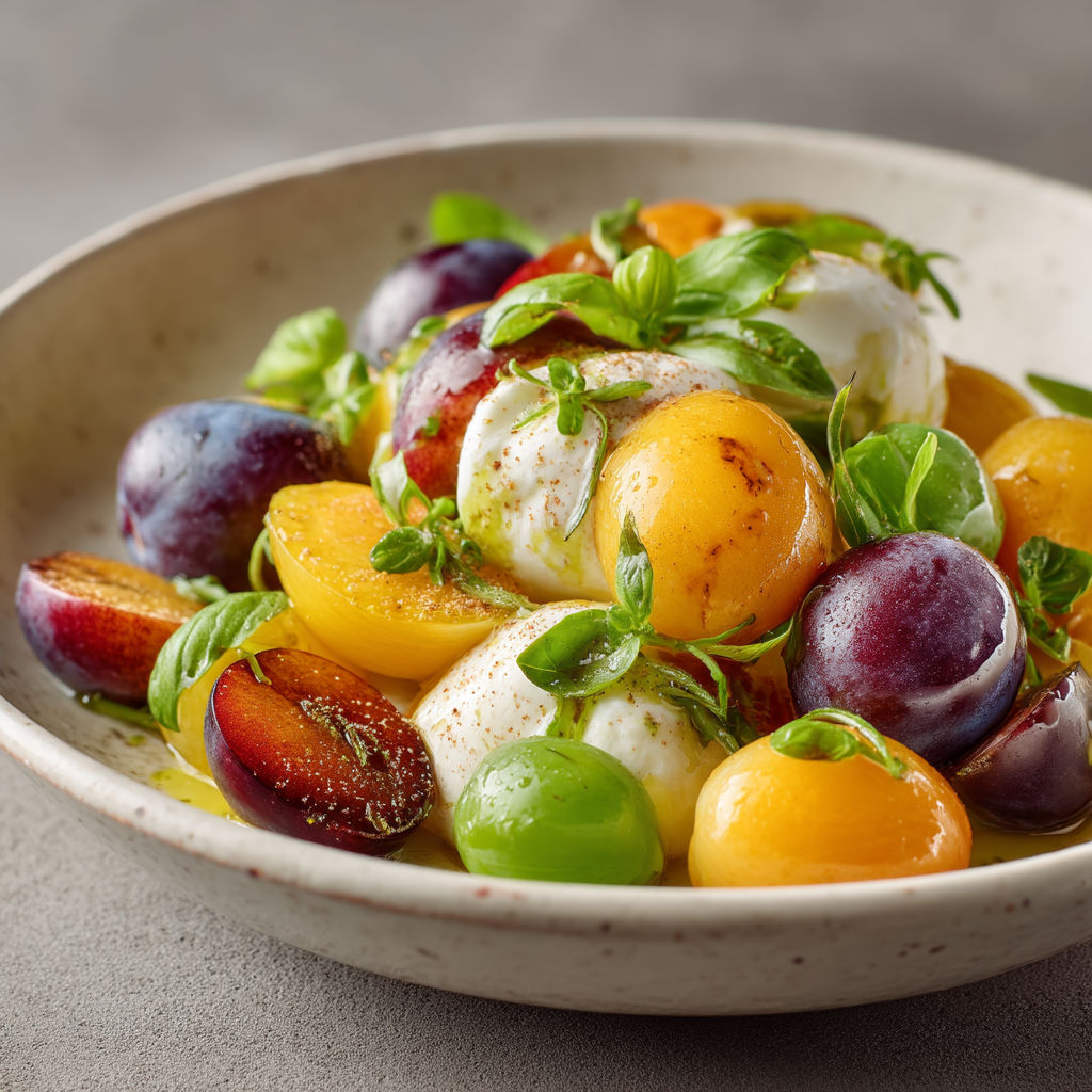 Une assiette de fruits et de fromage.