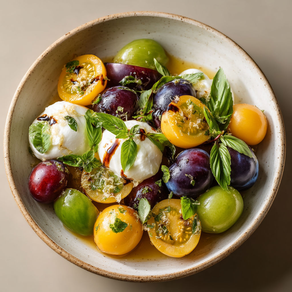 Une assiette de fruits et de fromage.