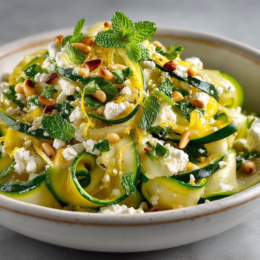 Salade de courgettes, feta et citron confit.