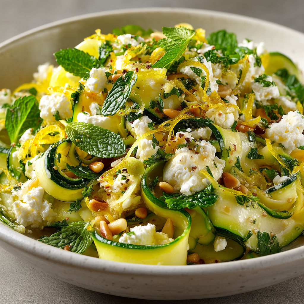 Une salade de courgettes et de feta.