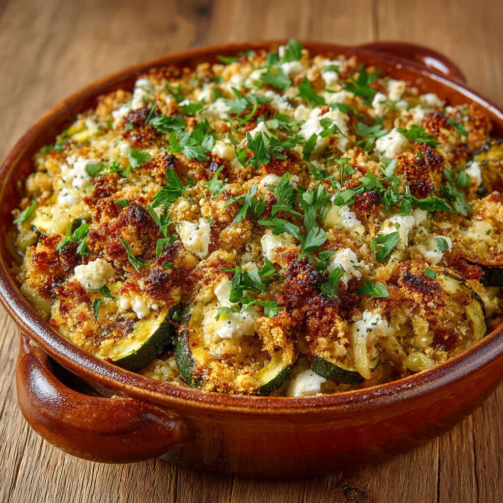 Une casserole de légumes et de fromage.