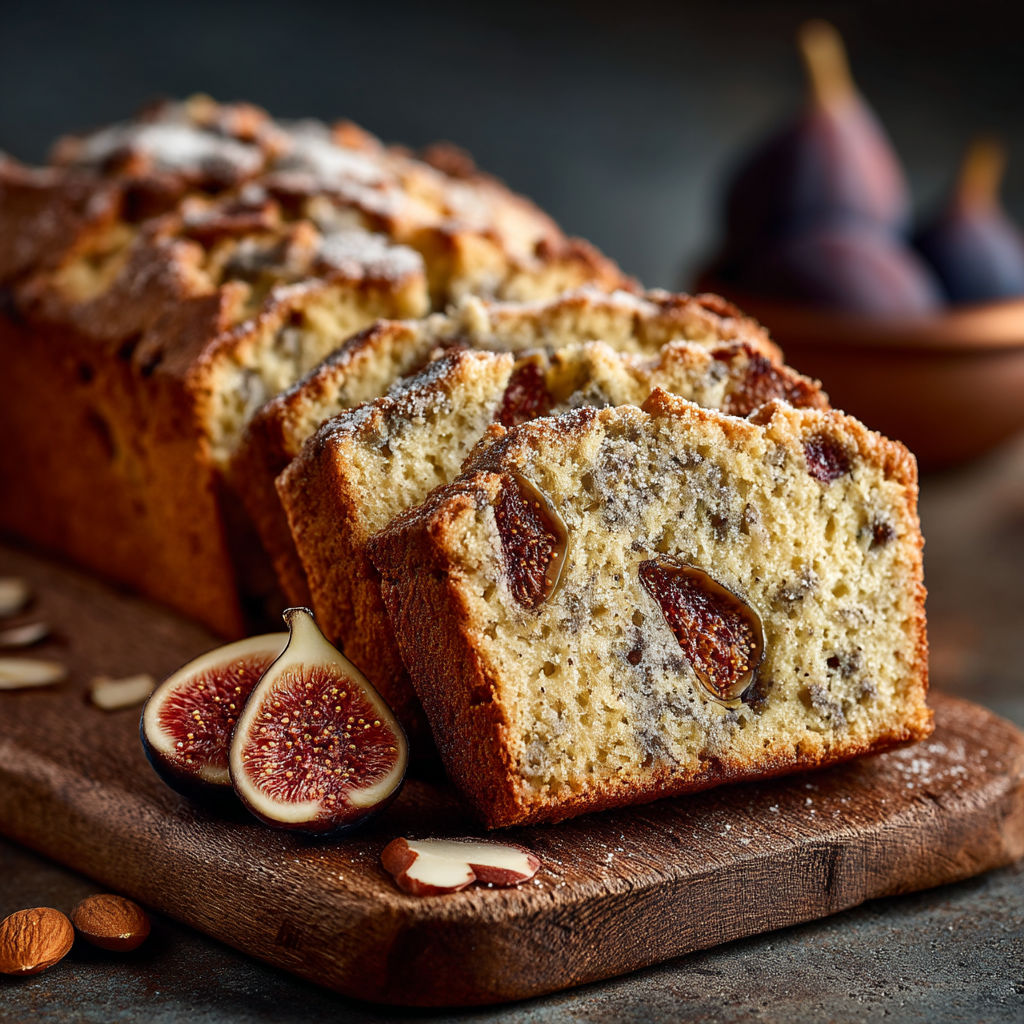 Une baguette de pain aux figues et à la poudre d'amandes.