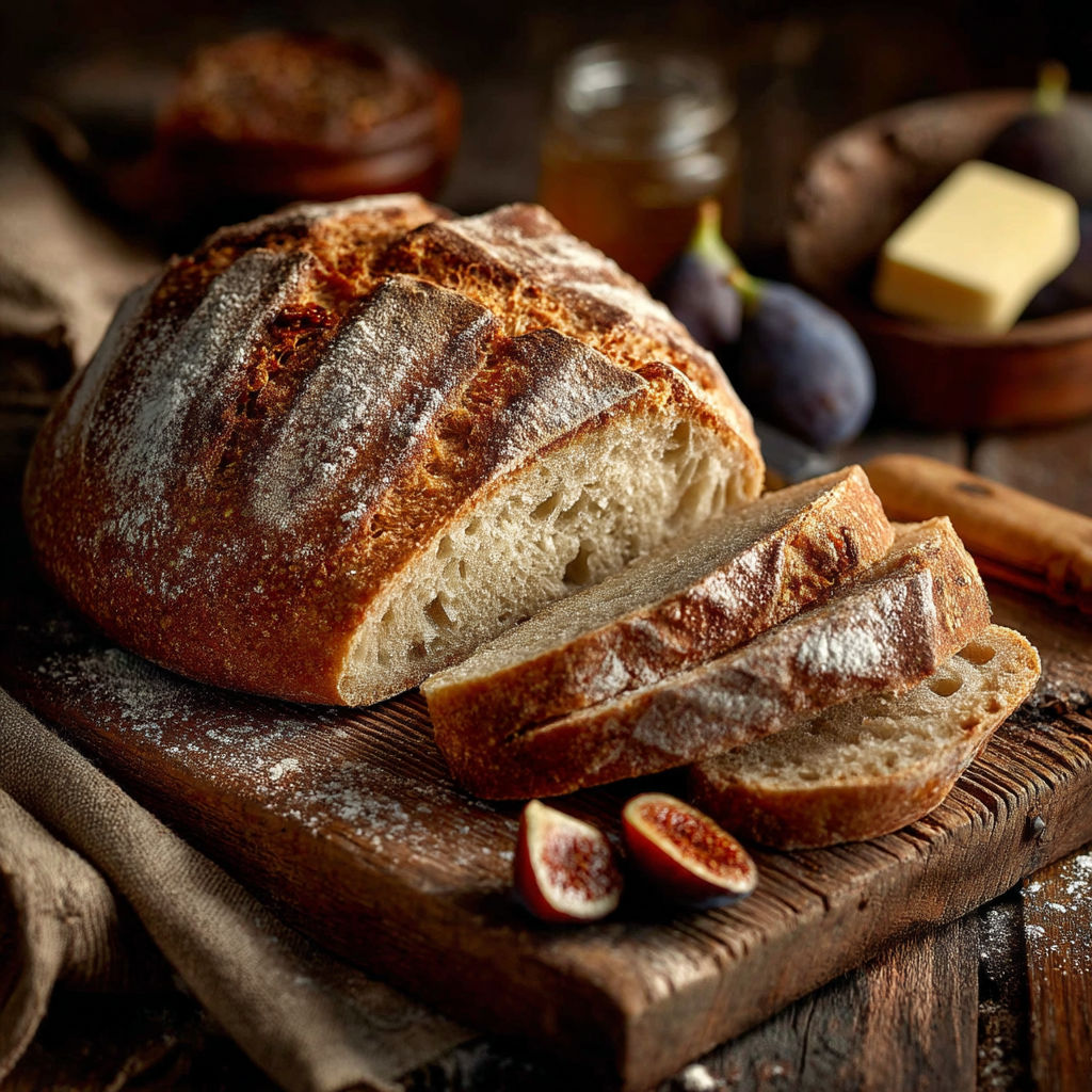 Une pâte de pain et des fruits.