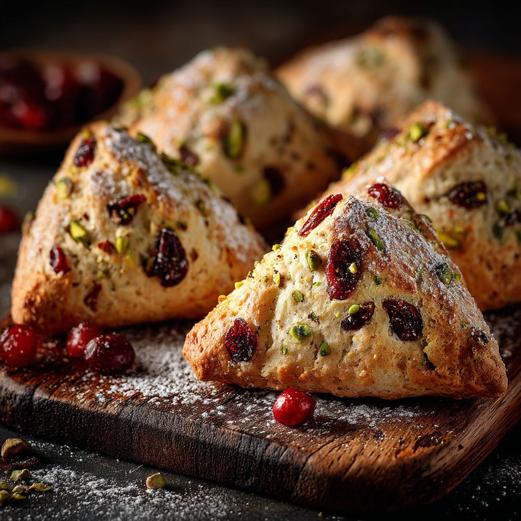 Petits pains aux cranberries et aux pistaches.