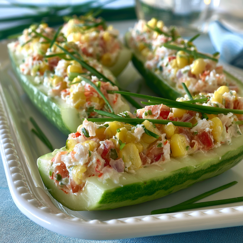 Une salade de concombre avec des légumes verts.