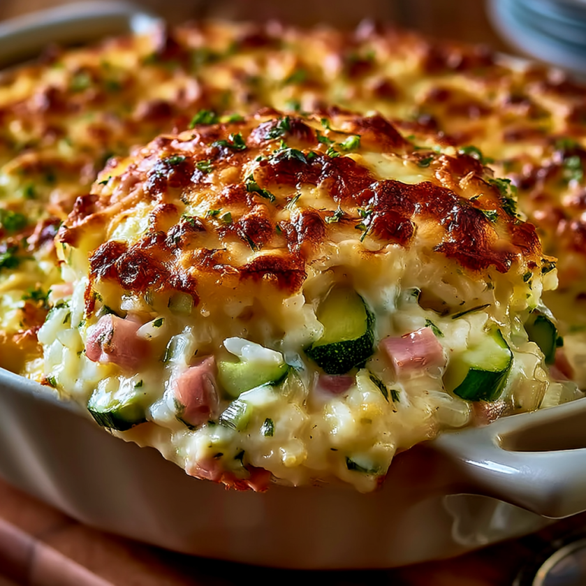 Une tarte au casserole avec des légumes verts.