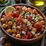 Pois chiches, tomates et féta pour une salade colorée et nourrissante
