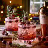 Cocktails Snow Globe aux canneberges | Boisson festive magique