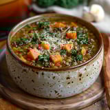 Soupe aux lentilles, kale et parmesan | Recette végétarienne facile