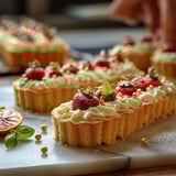 Tartelette citron vert/basilic et fraise, glacée comme un éclair