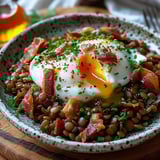 Salade de lentilles tiède œuf poché facile et gourmande