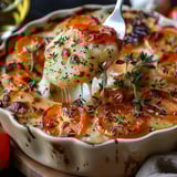 Gratin aux pommes et tomates et Mozzarella.