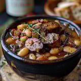A bowl of haricots au figatellu.