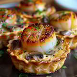 Mini quiches with mushrooms and scallops.