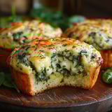 Muffins with spinach and cheese.