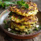 A stack of feta and mint galettes.