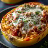 A dish of spaghetti with meat sauce and cheese.