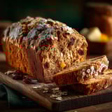 A loaf of bread with nuts and honey.