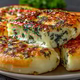 A plate of food with a green topping.