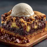 A slice of chocolate and peanut butter cake.