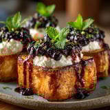 Brioche perdue ricotta & myrtille.