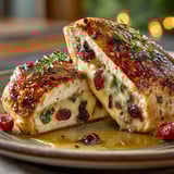 Escalopes de poulet farcies au brie et cranberries.