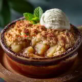 Une cocotte de crumble aux pommes.
