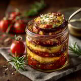 Bocaux d'aubergine à la Parmigiana.