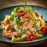 Pâtes express au saumon fumé.