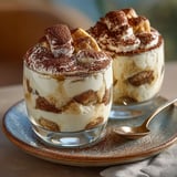 Glasses of Tiramisu dessert.