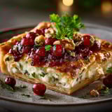 Une tarte fine camembert et cranberry.