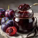 Bocaux de compote de prunes.