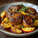 Filet mignon pommes, miel et curry : douceur et parfum d'épices.