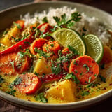 Curry de légumes d'hiver au lait de coco et citron vert.