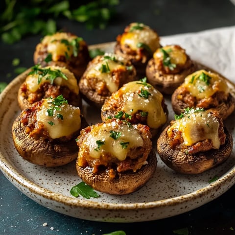 champignons farcis cuits à l'airfryer, croustillants et savoureux