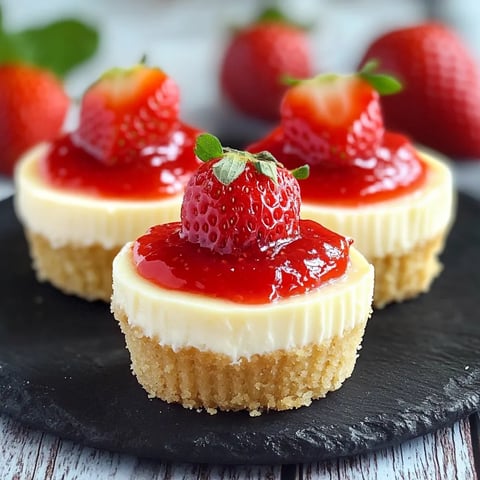 Mini cheesecakes vanille et coulis de fraises