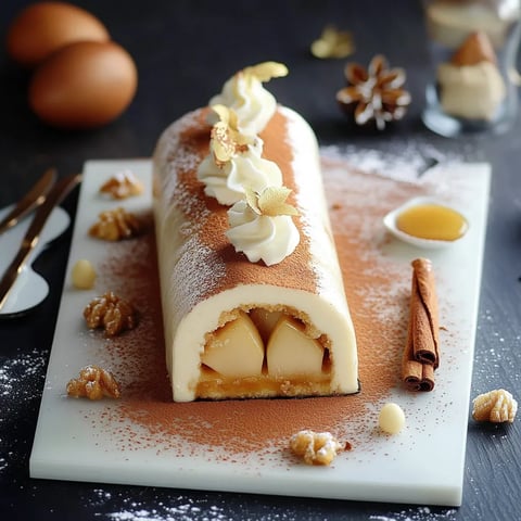 bûche de Noël élégante aux poires et Spéculoos