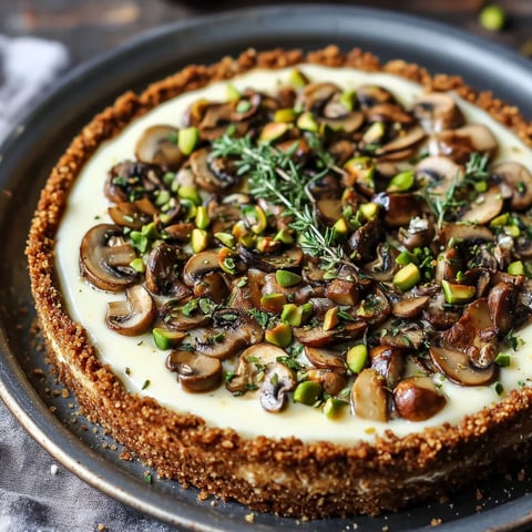 Cheesecake salé aux champignons, pistaches et feta
