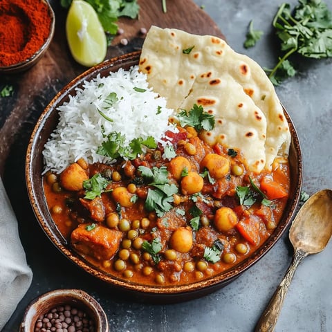 Curry de patates douces, lentilles et pois chiches